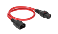 Шнур питания термостойкий с фиксатором IEC60320 C13 / IEC60320 C14, 10А, 250В (3×1,5), 0,5м, красный