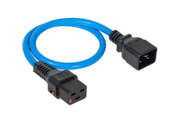 Шнур питания термостойкий с фиксатором IEC60320 C19 / IEC60320 C20, 16А, 250В (3×2,5), 0,5м, синий