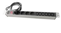 Гор блок розеток Rem-10, 1×10A, выкл, 4S, 6C13, 19", шнур 1,8м C14