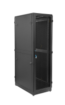 Шкаф серверный напольный 48U (600 × 1200) дверь перфорированная, задние двойные перф., цвет черный